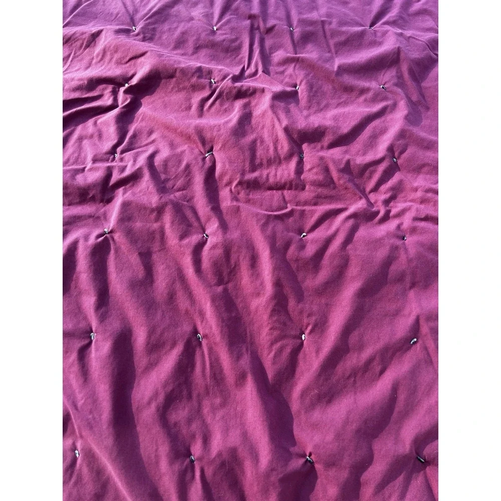 Handmade Patchwork Quilt Throw 40x41 Burgundy Grey Black Cream Hand Tied Cozy